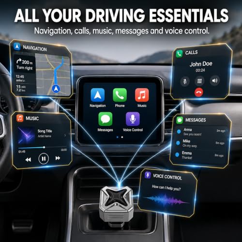 Wireless Carplay Adapter for Android and Apple Auto Bluetooth Car Play 2026 Inalámbrico for iPhone USB C Devices Accessories Mini Portable Smart 2 in 1 Link Upgraded Pro Vehicle Kit