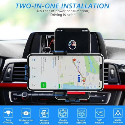 Wireless Car Charger, Fast Charging 15W Auto Clamping Car Charger Phone Holder Phone Mount for iPhone17 16 15 14 13 12 11 Pro Max Xs, Samsung Galaxy S24 Ultra S23 S22 S21 S20 S10+ Note 9, etc - color: Blue