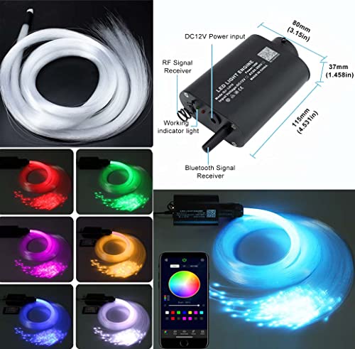 AZIMOM LED Bluetooth 16W RGBW Fiber Optic Light Star Ceiling Lighting Kits Music Mode 550pcs 0.03in 13.1ft Fibers Cables APP Remote Control For Car Home Headliner Light Decoration - size: 550pcs*0.03in*13.1ft