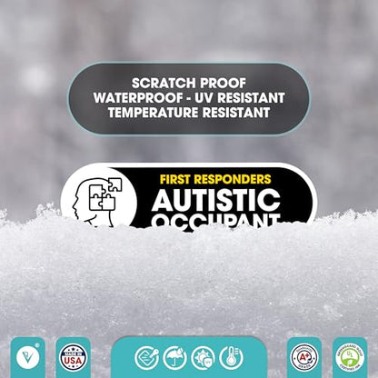 Autistic Occupant Car Sticker | 2 Pack Autism Awareness Accessories | Child Safety Decal, Bumper Car Sign | Permanent Glossy UV Resistant Vinyl | Autistic Occupant on Board Small Sign (Black Large) - color: Black Large