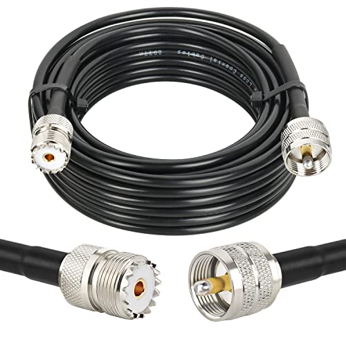 MOOKEERF PL-259 UHF CB Coax Cable 25FT, RG58 PL-259 UHF Male to Female Low Loss Antenna Extension Jumper for HAM Radio, Antenna Analyzer, Dummy Load, SWR Meter - size: 25FT