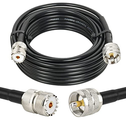 MOOKEERF PL-259 UHF CB Coax Cable 25FT, RG58 PL-259 UHF Male to Female Low Loss Antenna Extension Jumper for HAM Radio, Antenna Analyzer, Dummy Load, SWR Meter - size: 25FT