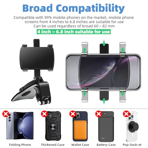 FONKEN Car Phone Mount, [2 Pack] Cell Phone Holder for Car 360 Degree Rotation Dashboard Clip Mount Car Phone Holder Compatible for iPhone 11 13/12 pro Max 8 8Plus Samsung S10 S9 S8 4"~7" Smartphones - style: 2-Pack