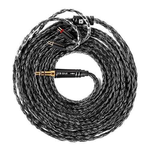 keephifi 5ft 2 Pin IEM Cable, KBEAR ST16-Max 1.5m in Ear Monitor Cable Earbud Wire, 16-Strand SPC HiFi Headphone Cable for Truthear x Crinacle Zero?Moondrop Blessing 3, Kiwi Orchestra Lite etc - color: Black, style: 3.5 2PIN