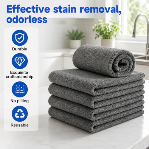 5Pcs Magic Cleaning Cloth,Microfiber Cleaning Cloths Lint Free Reusable Cleaning Rags for Glass,Window,Kitchen,Stainless Steel,Cars & Screens(7.87X11.81in)