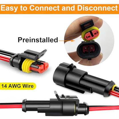 14 AWG 2 Wire Connector 2 Pin Waterproof Automotive Electrical Connectors - size: 2pin/5set