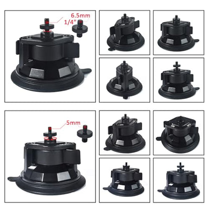 HYS Strong Heavy Duty Windshield Suction Cup Mount -1/4" to M5 & 1/4" Threaded Tripod Screw Adapter Double Head Stud Standard Mounting Thread Converter for Most Dash Cam, DVR, GPS and Sports Camera