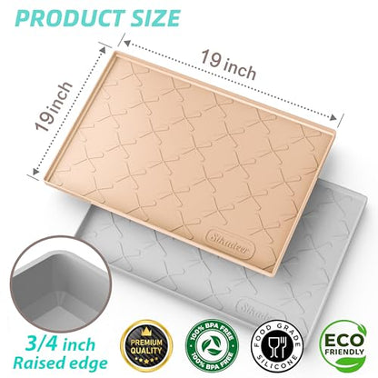 SIKADEER Waterproof Under Sink Mat 19" x 19" Silicone Mat Cabinet Protector - color: Beige, size: 19"W x 19"L