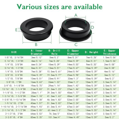 EASYEAH 1-5/8" Drill Hole, 1-3/16" ID Silicone Rubber Grommets for Wiring - color: Black, size: 1-3/16"ID, 1-5/8"DH
