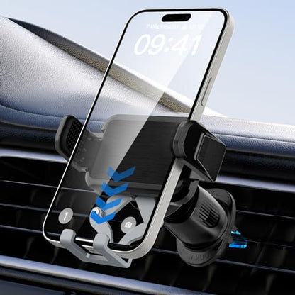 Phone Mount Holder for Car Vent 2023 Upgraded Aluminum Gravity Car Phone Holder Mount with Anti Overload Metal Hook Clip Hands Free Cell Phone Holder for iPhone 15 Pro Max 14 13 Large Phones - style: Phone Mount Holder for Car Vent