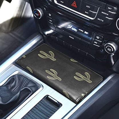ALAZA Car Registration and Insurance Card Holder Cute Boho Cactus Vehicle Glove Box Automobile Documents Paperwork Waller Case Organizer