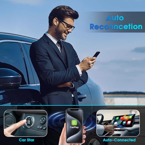 Wireless Carplay Adapter for Apple iPhone Converts Wired to Wireless Carplay Dongle Plug & Play Low Latency Car Play Adapter Mini Car Play Dongle for iOS 10+ Fit for Cars USB A/C (Dark Gray) - color: Dark Grey