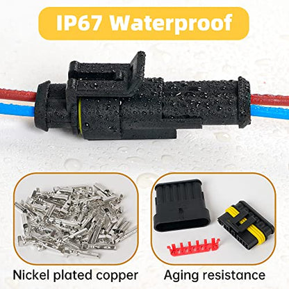 798Pcs 50 Kits Waterproof Automotive Electrical Connector Terminals 1/2/3/4/5/6 Male&Female Pin Automotive Wire Connectors Kit for Car Motorcycle Marine 22-16 AWG