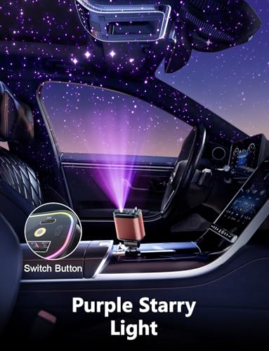 Starlight Retractable Car Charger with Retractable Cables, Starlight in Car Roof 4 in 1 Super Fast USB C Car Phone Charger, 2 USB Ports Starry Sky Adapter, Compatible with iPhone 17 16 15 14 13 12 - color: Orange