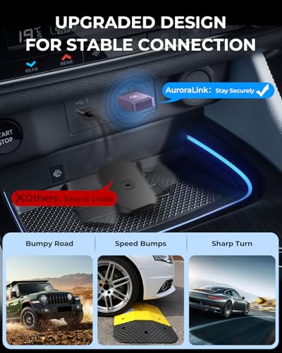 AuroraLink Wireless Carplay & Android Auto Wireless Adapter 2-in-1 Fast & Stable Carplay Wireless Adapter Convert Wired to Wireless Car Play Dongle for iOS 10+/Android 11+ (Purple) - color: Purple