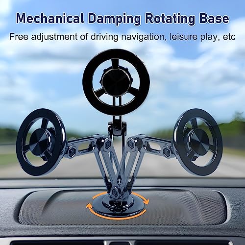 Universal 360° PRO Magnetic Suction Phone Holder Car,Alloy Folding Magnetic Cell Phone Holder for Car [Super Strong Magnet] Bracket Magnetic Dashboard Phone Car Mount for All Smartphone (Black) - color: Black
