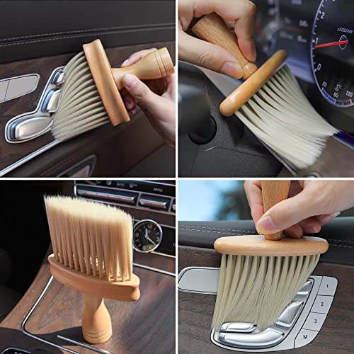 High Density Ultra Soft Detail Brush Car Interior Dust Brush Accessories Car Detailing Brush Soft Hair Wooden Brush Deep Cleaning Tool Kit Keyboards Laptop Sofa Dusting Brush (A-1PC) - color: A-1PC