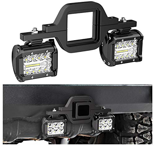 Nilight 2 Pcs 4 Inch 60W Led Pods with 2 Inch Tow Hitch Mounting Brackets Backup Reverse Lights Rear Light Bar for Pickup ATV SUV Truck Trailer Boat - color: Led Pods + 2" tow hitch