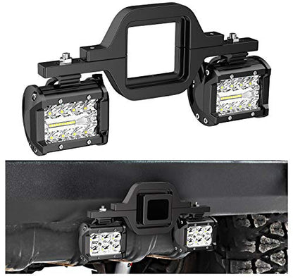 Nilight 2 Pcs 4 Inch 60W Led Pods with 2 Inch Tow Hitch Mounting Brackets Backup Reverse Lights Rear Light Bar for Pickup ATV SUV Truck Trailer Boat - color: Led Pods + 2" tow hitch