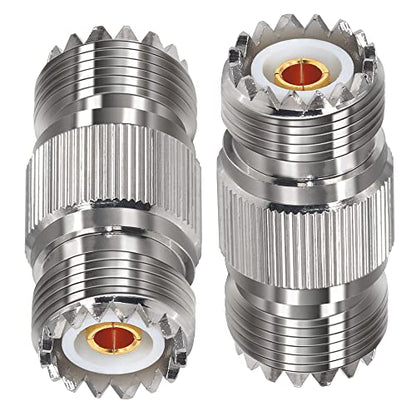 TUOLNK 2PCS SO239 Coax Connector UHF Female Coupler Gender Changers, PL259 Female to Female Barrel Coaxial Adapter Accessories for CB Radio, Antenna Cable