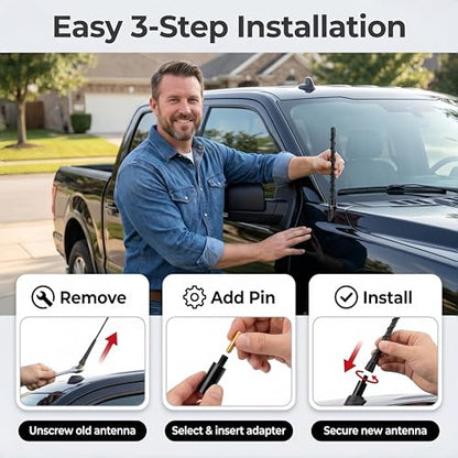 Car Short Antenna 7 Inch, Carbon Fiber American Flag Auto Radio Antenna for AM/FM Reception, Universal Vehicle Roof Antenna – for Ford F-150 Jeep Wrangler Toyota Tacoma Honda CR-V