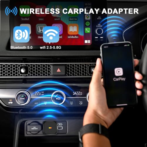 2 in 1 Wireless CarPlay and Android Auto Adapter, Easy Setup Plug and Play, 1-Click Multi-Device Switch, Fast Auto Reconnect, OTA Upgrade, USB‑C, for iOS 10+/Android 11+ & Factory Wired CarPlay Cars