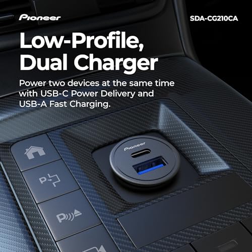 Pioneer 20W Dual Port USB-C Car Charger with USB-C Power Delivery