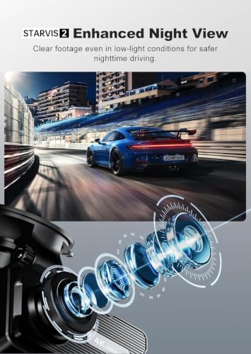 JOMISE 4K Dash Cam Front and Rear, 360° Interior Rear Camera for Cabin, Side & Rear - Dash Camera for Cars with 64GB Card, Low-Light Sensor, Wi-Fi 6 GPS, Touch Screen, HDR WDR, Support 1TB, A80T