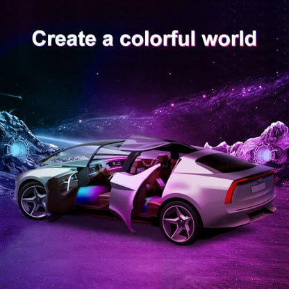 Acrylic Interior Car LED Lights with Remote and Wireless APP 10 in 1,Ambient Lighting Kits Fiber Optic Strip LEDs,16 Million Colors Music&DIY Function - size: 10 IN 1