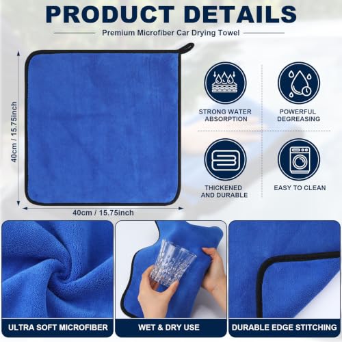 Nuenen 20 Pcs Microfiber Car Drying Towels 800 GSM Thick Plush, Blue - color: Blue