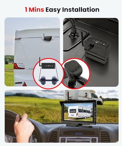 Foxpark Magnetic Wireless Backup Camera for RV Trailer: 1-Min Quick Install No-Drilling Back up Camera with 7" HD 1080P Monitor, 50FT Stable Signal Rear View Camera for Truck, Camper, SUV, Car