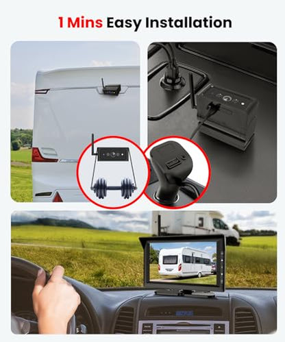Foxpark Magnetic Wireless Backup Camera for RV Trailer: 1-Min Quick Install No-Drilling Back up Camera with 7" HD 1080P Monitor, 50FT Stable Signal Rear View Camera for Truck, Camper, SUV, Car