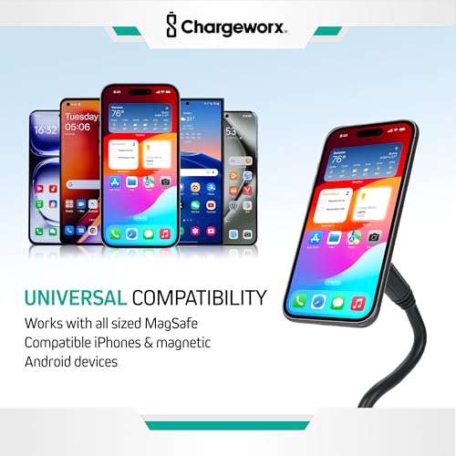 CHARGEWORX Magnetic Cupholder Phone Mount – Universal Car Cell Phone Holder with 360° Adjustable Gooseneck & Twist-Lock Base, Hands-Free Magnetic Mount for iPhone MagSafe & Android - size: No Size