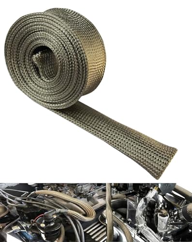 Fuel Line Heat Shield Wire Heat Shield Heat Shield Sleeve Auto Hose Spark Plug Wire Heat Shield diesel heater exhaust sleeve 2500 Degree for Car&Auto Wire Loom Brake Cable (1/2"IDX10'Titanium) - color: Titanium, size: 1/2" ID X 10'