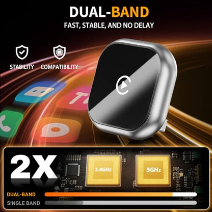 2-in-1 Wireless CarPlay & Android Auto Adapter, Silver
