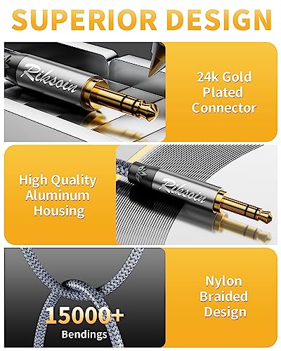 Aux Cable-3.5mm Audio Cable with Magnetic Ring Supports[Hi-Fi,Shielded] Nylon Braided 3.5mm Male to Male AUX Cord Auxiliary Adapter Compatible with Car/Home Stereos, Speaker, Headphones -4FT - size: 4FT/1.2M