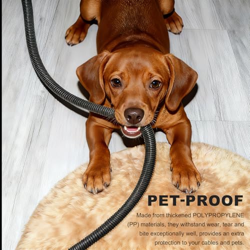 30FT 1/2 inch Split Wire Loom Tubing Kit with 2 Clamps - Flexible Abrasion Resistant Conduit for Automotive, Mechanical Cable Protection - size: 1/2"-30FT