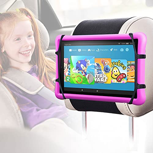 Car Headrest Mount Silicon Holder, Universal Tablet Holder in Back Seats, Car Mount Angle-Adjustable Car Headrest Holders Fits All 7-12.9 inch Tablets/Game Machines¡­