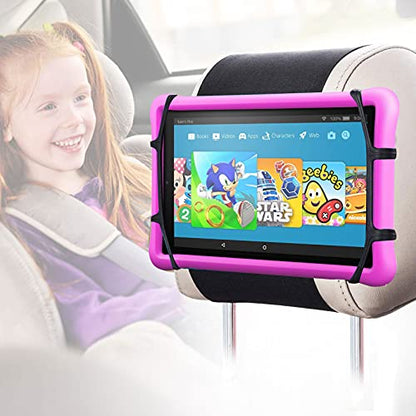 Car Headrest Mount Silicon Holder, Universal Tablet Holder in Back Seats, Car Mount Angle-Adjustable Car Headrest Holders Fits All 7-12.9 inch Tablets/Game Machines¡­