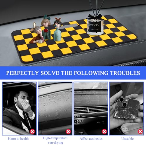 Wuyaoyao 2PCS Car Dashboard Anti Slip Mat, 12.2"×8.3" Non-Slip Dashboard Sticky Pad, PVC Car Dash Gripping Mat, Multifunctional Auto Grip Mat for Phones Sunglasses Keys Electronic Devices (Yellow) - color: Yellow