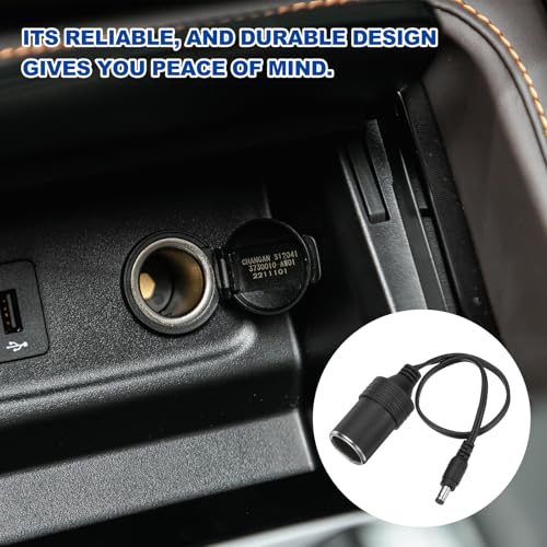 MECCANIXITY DC 5.5mm x 2.1mm Male to Female Cigarette Lighter Plug Adapter, 37cm 12V Cigarette Lighter Power Supply Cable for Car Charger Car Refrigerator, Silver - size: 37cm
