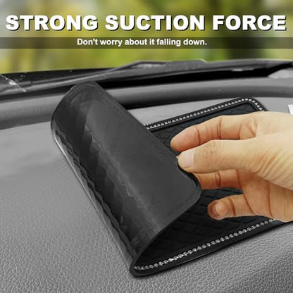 Car Crystal Dashboard Anti-Slip Mat, 11.7"x 5.7" Multifunctional Handmade Rhinestone Sticky Mat, Holds Phones, Sunglasses, Keys Universal for Car Decor & Storage - size: 11.7x5.7