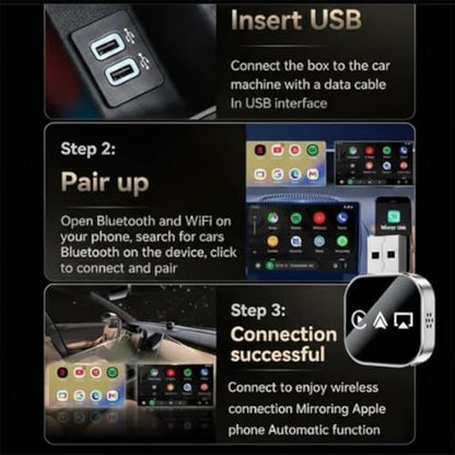 4‑in‑1 Wireless CarPlay Adapter, Convert Factory Wired CarPlay to Wireless CarPlay, Supports AirPlay & Android Screen Mirroring, Plug‑and‑Play, for Cars with Original Wired CarPlay - size: For iphone