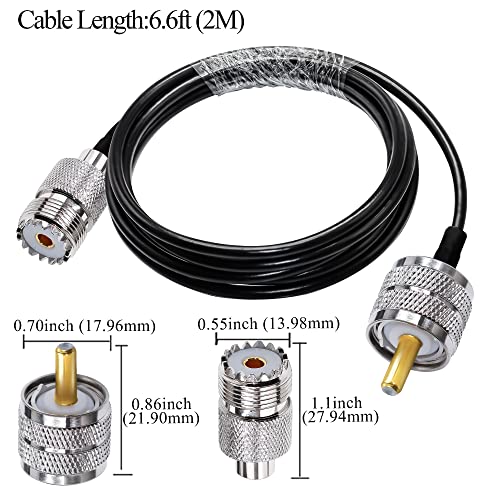 TUOLNK CB Coax RG58 UHF Male to Female Extension Cable - Low Loss Antenna PL-259 Jumper for CB Radio Ham Radio 6.6ft(2M) - size: 6.6ft