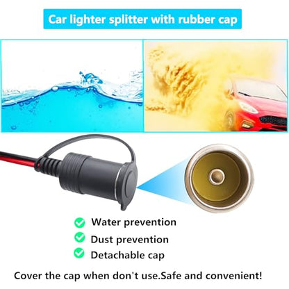 Dual Cigarette Lighter Plug Splitter with Switch,12V/24V 1 to 3 Car Cigarette Lighter Splitter Adapter, 3 Way Cigarette Lighter Male to Female Extension Cable with 15A Fuse (1 to 3) - style: 1 to 3