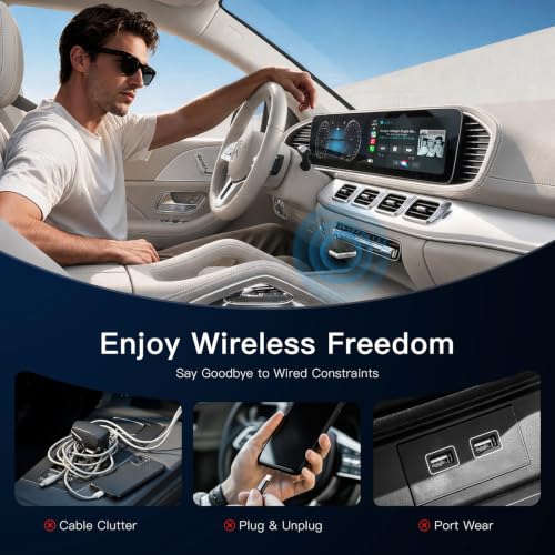 Ultra Mini Wireless CarPlay & Android Auto Adapter,Plug & Play,No Lag