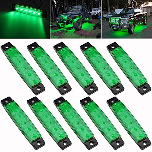 PSEQT 10 Pcs LED Rock Strip Lights Car Underglow Wheel Fender Well Lighting Kits Waterproof for Golf Cart Wrangler Offroad Truck RV UTV ATV Snowmobile (Green) - color: Green