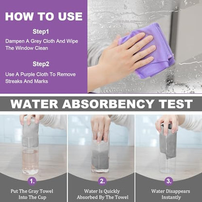 Norwεx - Basic Package - Microfiber - Window Cloth. Just water - without leaving streaks. For Household Enviro Dusting Cleaning Homes, Cars, Bars, Offices. Window Cloth makes cleaning a breeze. Purple - color: Window Cloth (Purple)