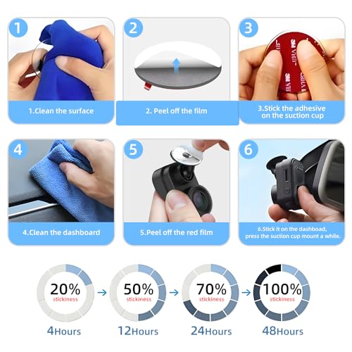Double Sided Adhesive Pads.Sticky Dash Cam Mounting Tape.Car Mount Sticky Pad Replacement.Heavy Duty Tape Sticker for Cars Dashboard & Daily Use.Heat-Resistant.Squares&Round,6Packs