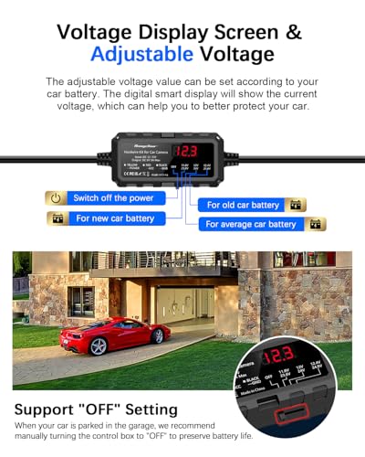Dash Cam Hardwire Kit USB-C with LED Screen, 12V-30V to 5V 3A 4m/13.12ft Hardwire Kit Adjustable Low Voltage Protection 24H Parking Monitoring Hardwire Power Cable with 8 Fuse Adapter